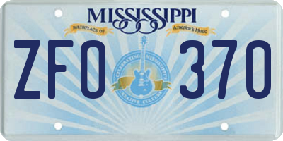 MS license plate ZFO370