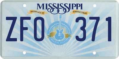 MS license plate ZFO371