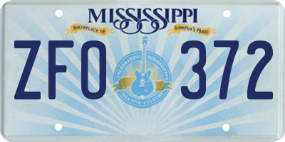 MS license plate ZFO372