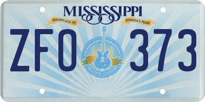 MS license plate ZFO373