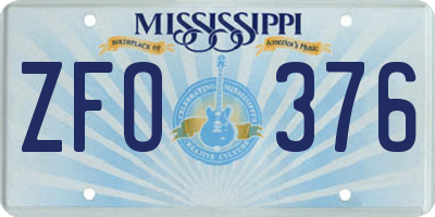 MS license plate ZFO376