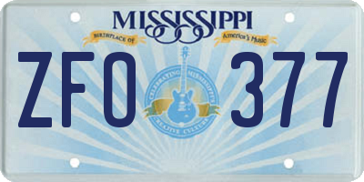MS license plate ZFO377