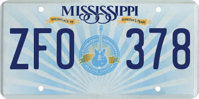 MS license plate ZFO378