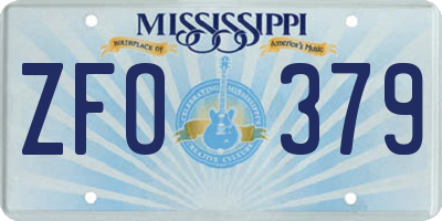 MS license plate ZFO379