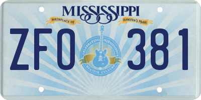 MS license plate ZFO381