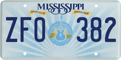 MS license plate ZFO382