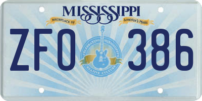 MS license plate ZFO386