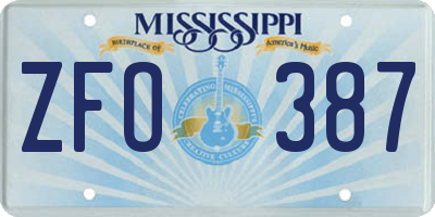 MS license plate ZFO387