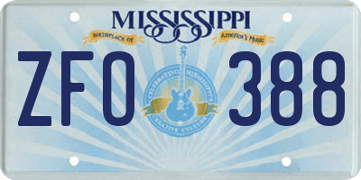 MS license plate ZFO388