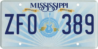 MS license plate ZFO389