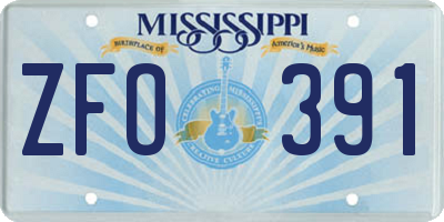 MS license plate ZFO391