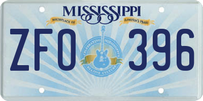 MS license plate ZFO396