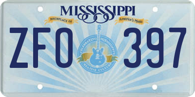 MS license plate ZFO397