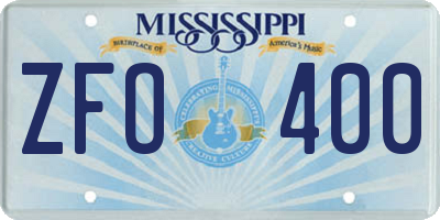 MS license plate ZFO400