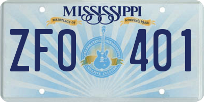 MS license plate ZFO401