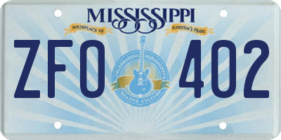 MS license plate ZFO402