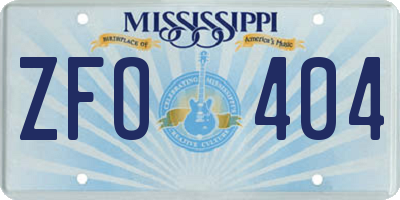 MS license plate ZFO404