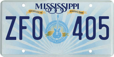 MS license plate ZFO405