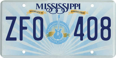 MS license plate ZFO408