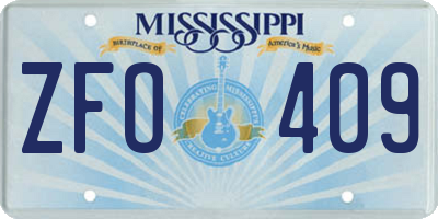 MS license plate ZFO409