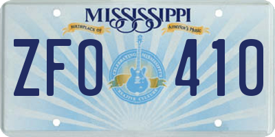 MS license plate ZFO410