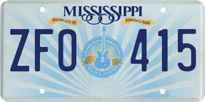 MS license plate ZFO415