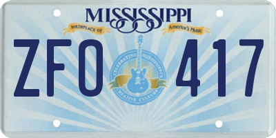 MS license plate ZFO417