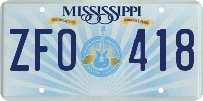 MS license plate ZFO418
