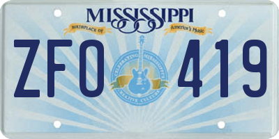 MS license plate ZFO419