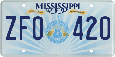 MS license plate ZFO420