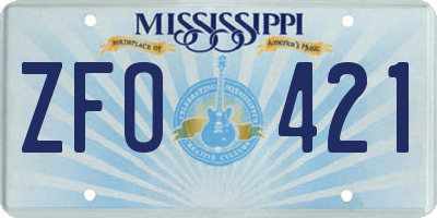 MS license plate ZFO421