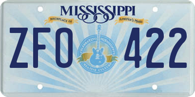MS license plate ZFO422