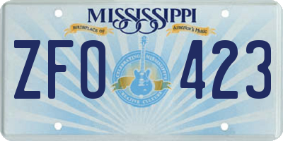 MS license plate ZFO423