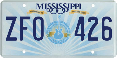 MS license plate ZFO426