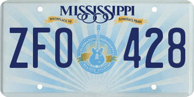 MS license plate ZFO428
