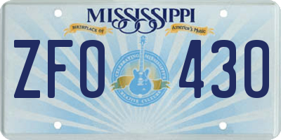 MS license plate ZFO430