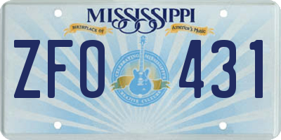 MS license plate ZFO431