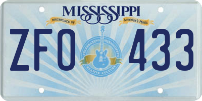 MS license plate ZFO433