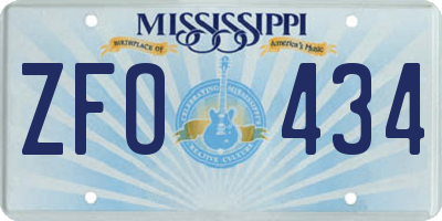 MS license plate ZFO434