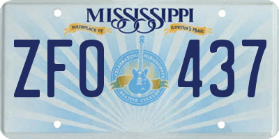 MS license plate ZFO437