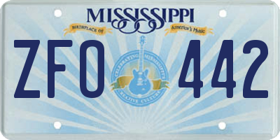 MS license plate ZFO442