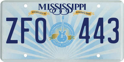 MS license plate ZFO443