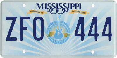 MS license plate ZFO444