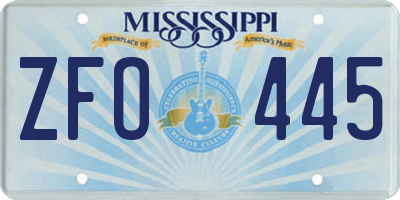MS license plate ZFO445