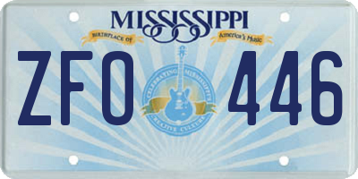 MS license plate ZFO446