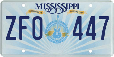 MS license plate ZFO447