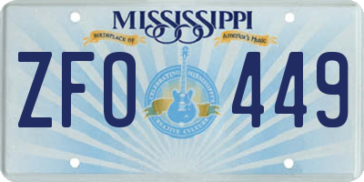 MS license plate ZFO449