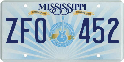 MS license plate ZFO452