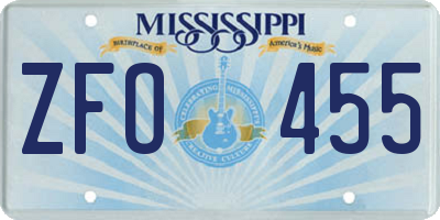 MS license plate ZFO455