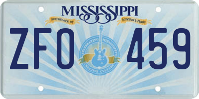 MS license plate ZFO459